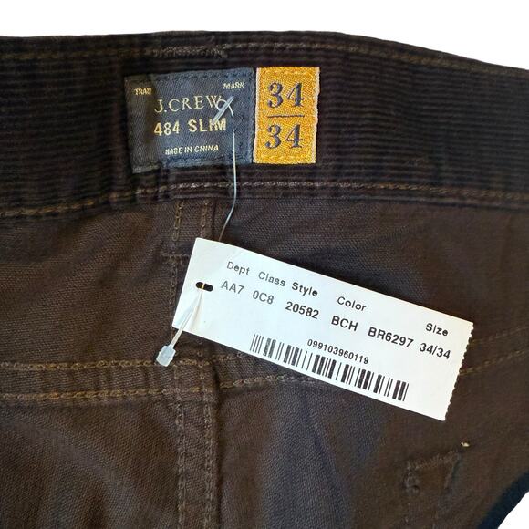 Jcrew 484 Slim Corduroy Brown Pants Women's size 34 x 34 New - Picture 6 of 6